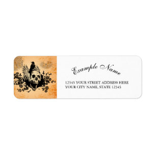 Awesome skull with wings and crow