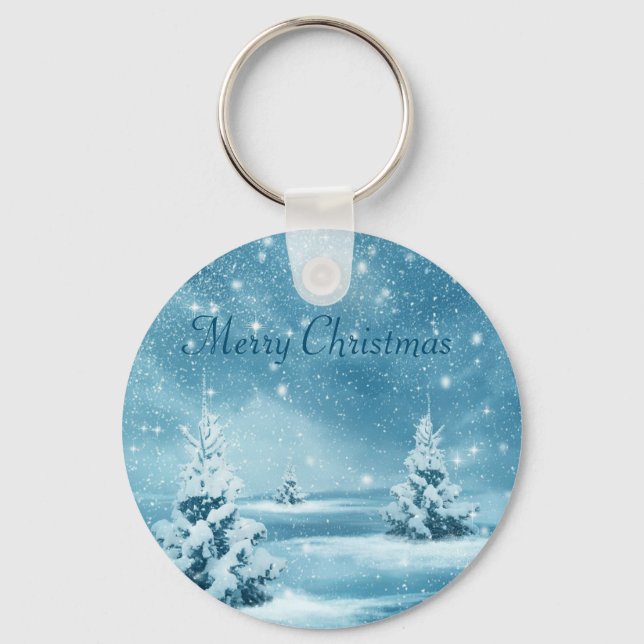 Awesome Snow Day, Christmas Tree  Keychain (Front)
