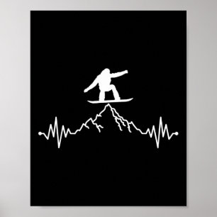 Awesome Snowboarder Heartbeat Snowboarding Heart B Poster