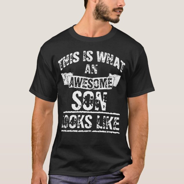 Awesome Son distressed looking Personalized  T-Shi T-Shirt (Front)
