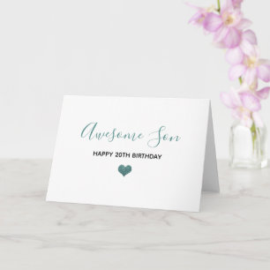 awesome son happy birthday blue grey glitter card