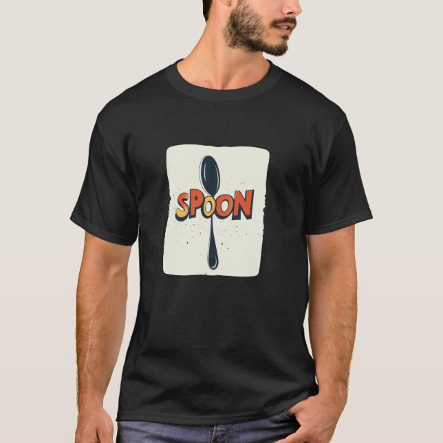 Awesome Spoon with Colourful Statement Costume T-Shirt (Front)