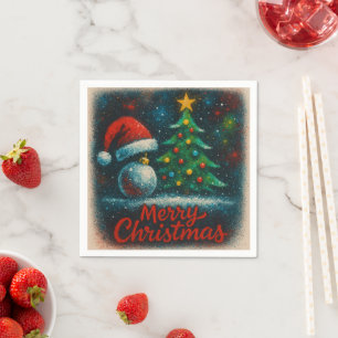 Awesome spray art Merry Christmas Napkin