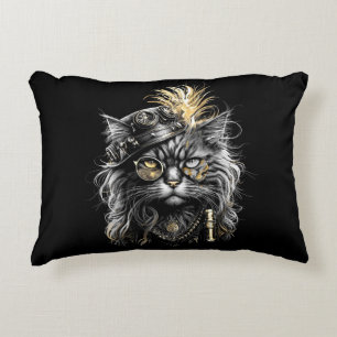 Awesome Steampunk Cat Accent Pillow