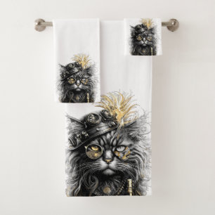 Awesome Steampunk Cat Bath Towel Set