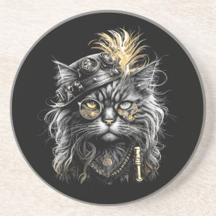 Awesome Steampunk Cat  Coaster