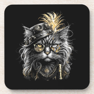 Awesome Steampunk Cat Coaster
