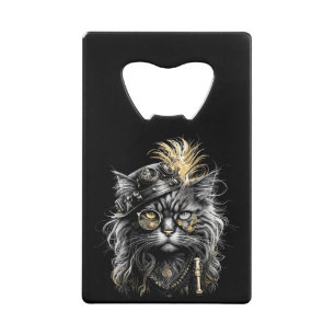 Awesome Steampunk Cat Credit Card Bottle Opener