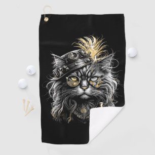 Awesome Steampunk Cat  Golf Towel