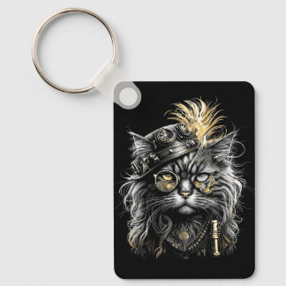 Awesome Steampunk Cat Keychain