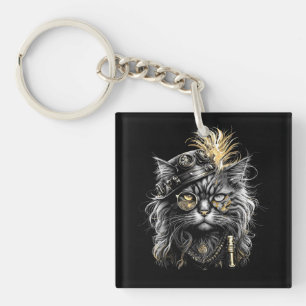 Awesome Steampunk Cat  Keychain