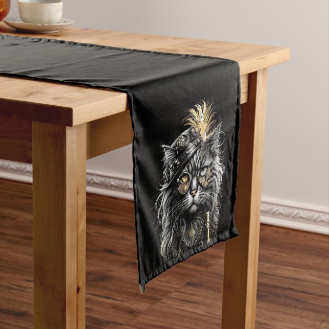 Awesome Steampunk Cat  Medium Table Runner (In Situ)