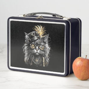 Awesome Steampunk Cat Metal Lunch Box