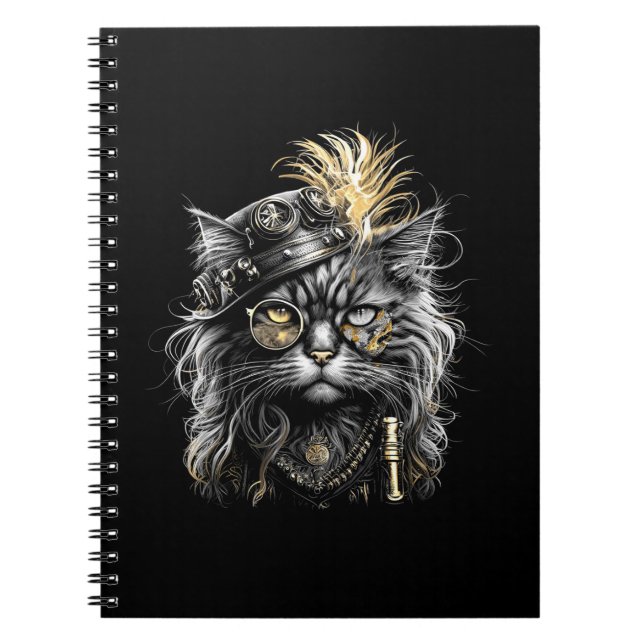 Awesome Steampunk Cat  Notebook (Front)