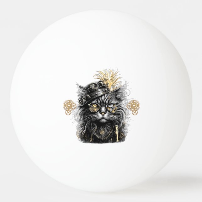 Awesome Steampunk Cat  Ping Pong Ball (Front)