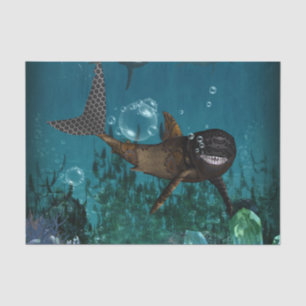 Awesome steampunk shark tissue paper