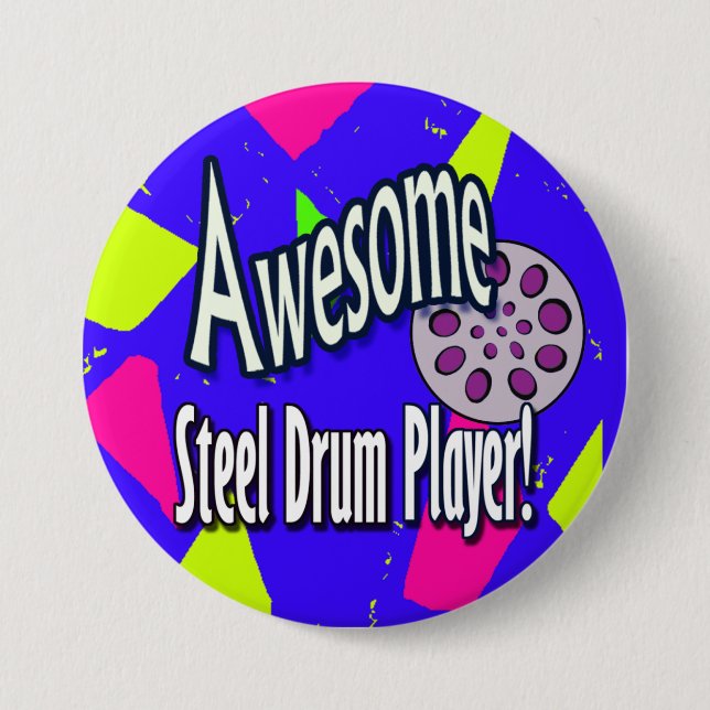 Awesome steel DRUM player 3 Inch Round Button (Front)