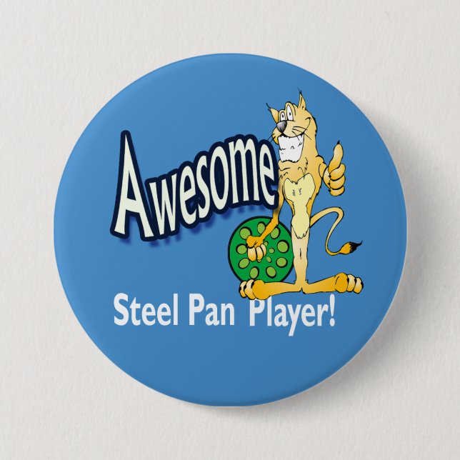 Awesome steel PAN player 3 Inch Round Button (Front)