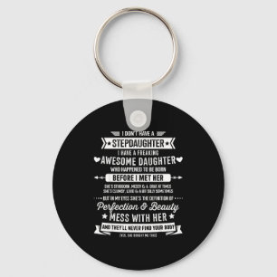Awesome Stepdaughter For Step Bonus Dad Fathers Da Keychain