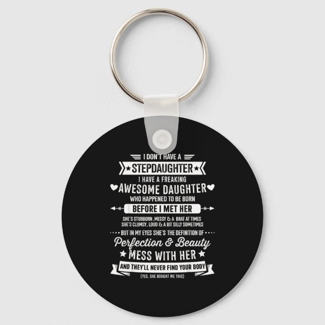 Awesome Stepdaughter For Step Bonus Dad Fathers Da Keychain (Front)