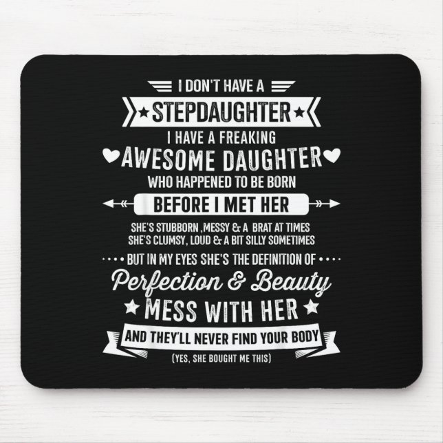 Awesome Stepdaughter For Step Bonus Dad Fathers Da Mouse Pad (Front)
