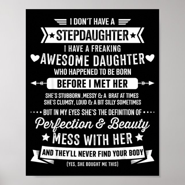 Awesome Stepdaughter For Step Bonus Dad Fathers Da Poster (Front)