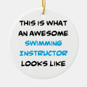awesome swimming instructor coffee mug ceramic ornament