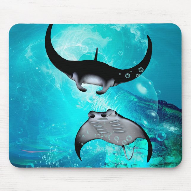 Awesome swimming manta  rays mouse pad (Front)