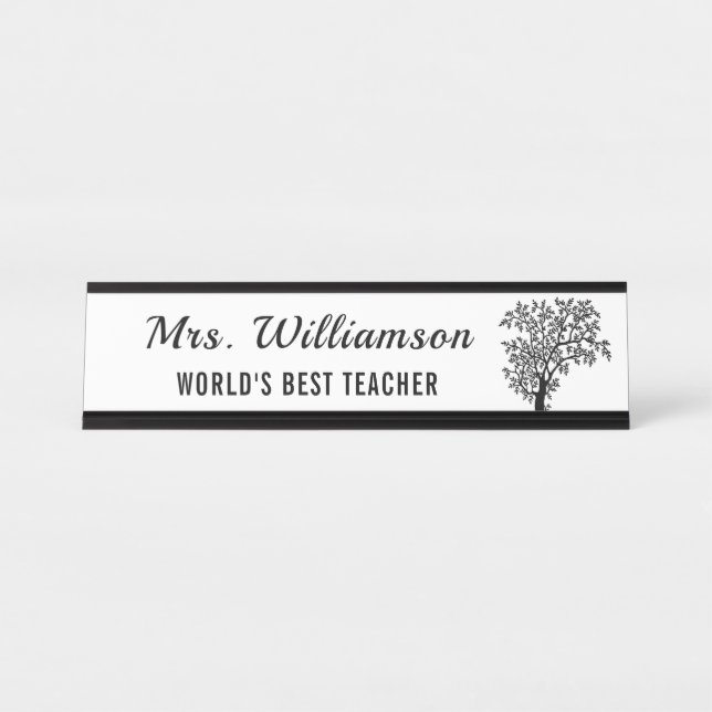 Awesome Teacher From Tiny Seeds Grow Mighty Trees Desk Name Plate (Front)