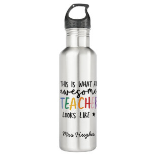 Awesome teacher modern typography rainbow  710 ml water bottle