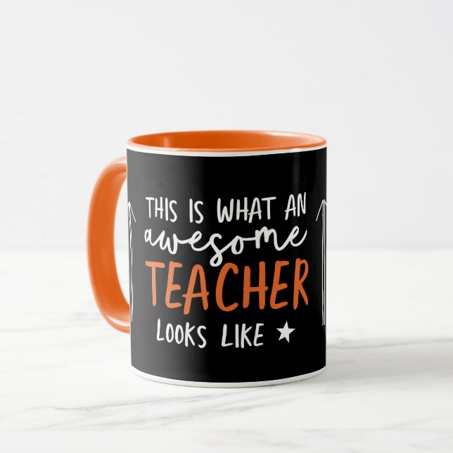 Awesome teacher modern typography rainbow gift mug (Front Left)