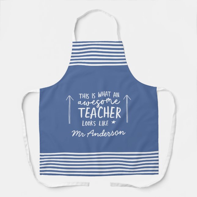 Awesome teacher modern typography stylish gift apron (Front)