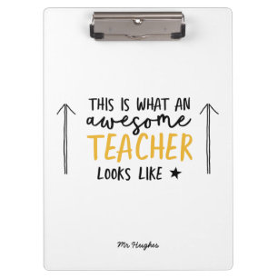 Awesome teacher modern typography yellow clipboard