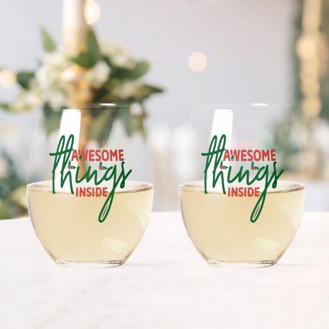 Awesome Things Inside Stemless Wine Glass (Insitu (Wedding))