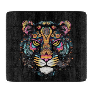 Awesome Tiger Head Glass Cutting Board