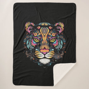 Awesome Tiger Head  Sherpa Blanket