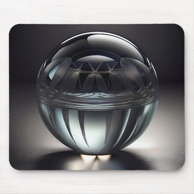 Awesome Transparent Glass Ball With Etched Design Mouse Pad (Front)