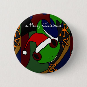 Awesome Tree Frog Christmas Art 2 Inch Round Button