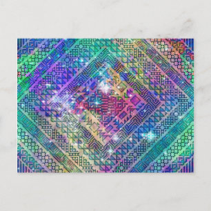 Awesome trendy  Aztec geometric diamond shapes Postcard