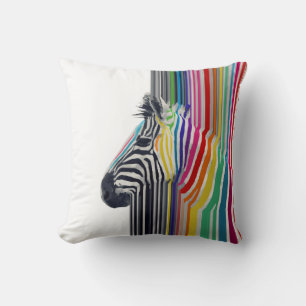 awesome trendy colourful vibrant stripes zebra throw pillow