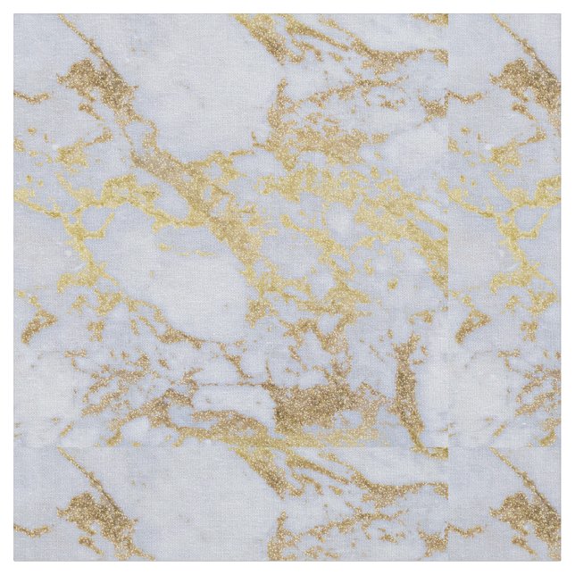 Awesome trendy modern faux gold glitter marble fabric (Close Up)