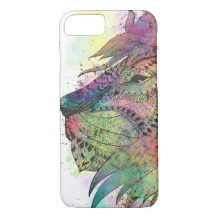Awesome tribal watercolor lion design Case-Mate iPhone case