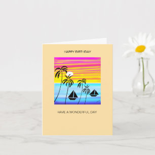 Awesome Tropical Sunset Sailing Birthday Card