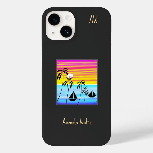 Awesome Tropical Sunset Sailing Mug Case-Mate iPhone Case (Back)
