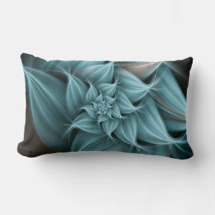Awesome Turquoise Flower Fractal Lumbar Pillow