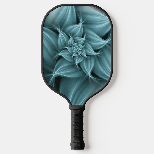 Awesome Turquoise Flower Fractal  Pickleball Paddle (Front)