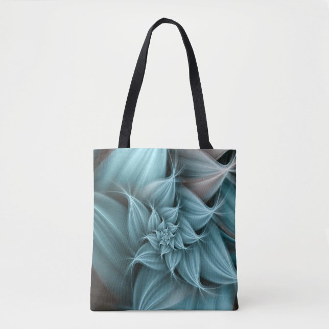 Awesome Turquoise Flower Fractal  Tote Bag (Front)