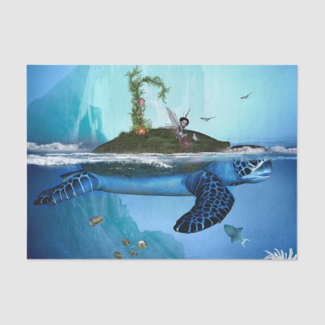 Awesome turtle with fairy and birds tissue paper (Front)