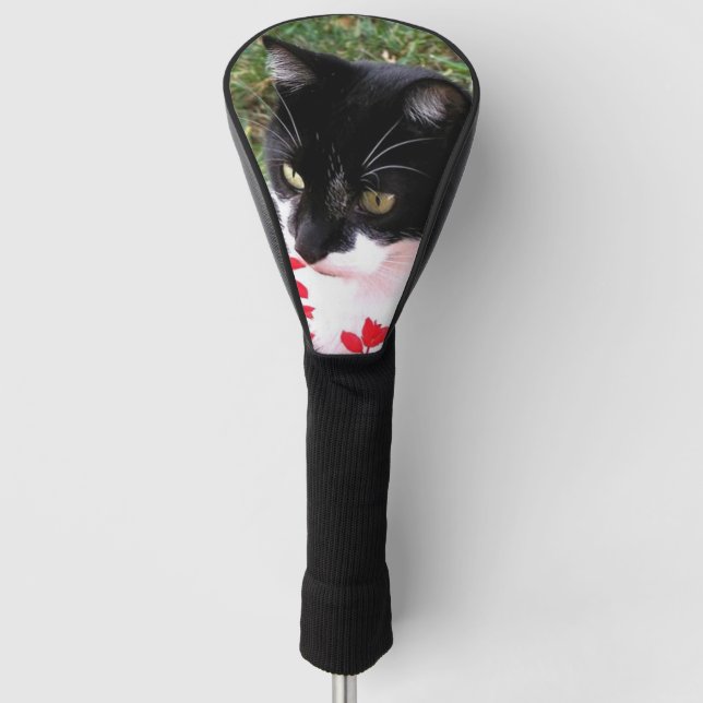 Awesome Tuxedo Cat in Garden Golf Head Cover (Front)
