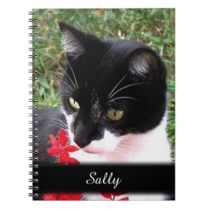 Awesome Tuxedo Cat in Garden Personal Notebook